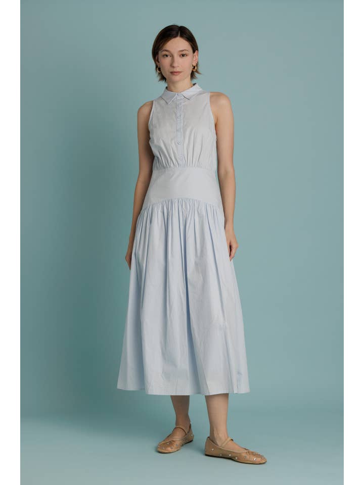 Aureum - Wholesale Dress - Women's - AD2344 - CURVED YOKE MIDI SHIRT DRESS