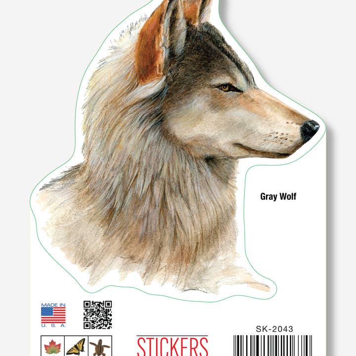 Gray Wolf II Nature Sticker, 3.5" wide for wholesale by Earth Sky + Water