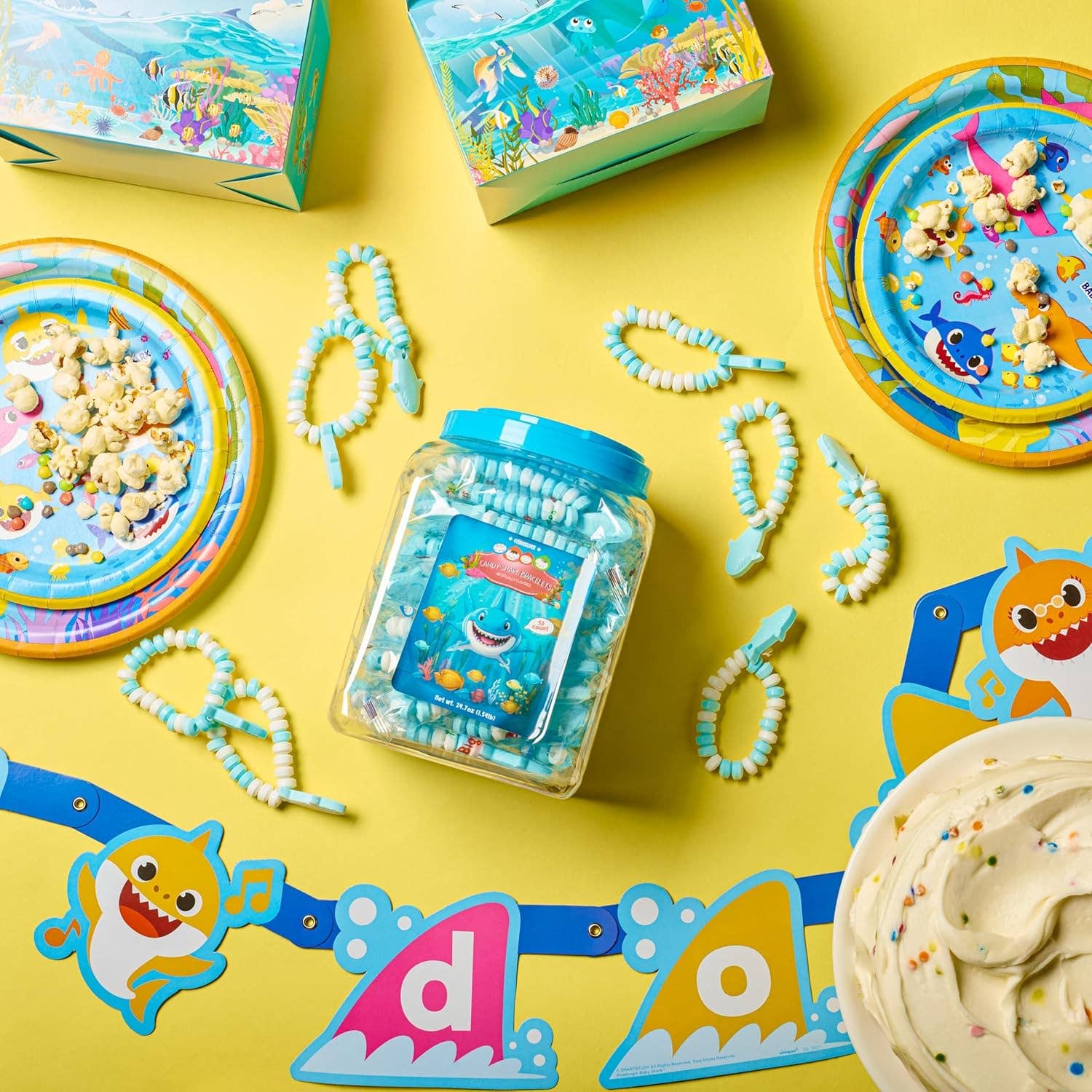 Think Distributors - Wholesale Hard Candy - 50 Shark Candy Bracelets Individually Wrapped3