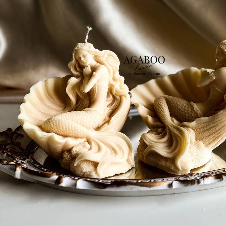 Agaboo Candle - Wholesale Novelty Candle - Mermaid Shell Candle 4x5in - Animals