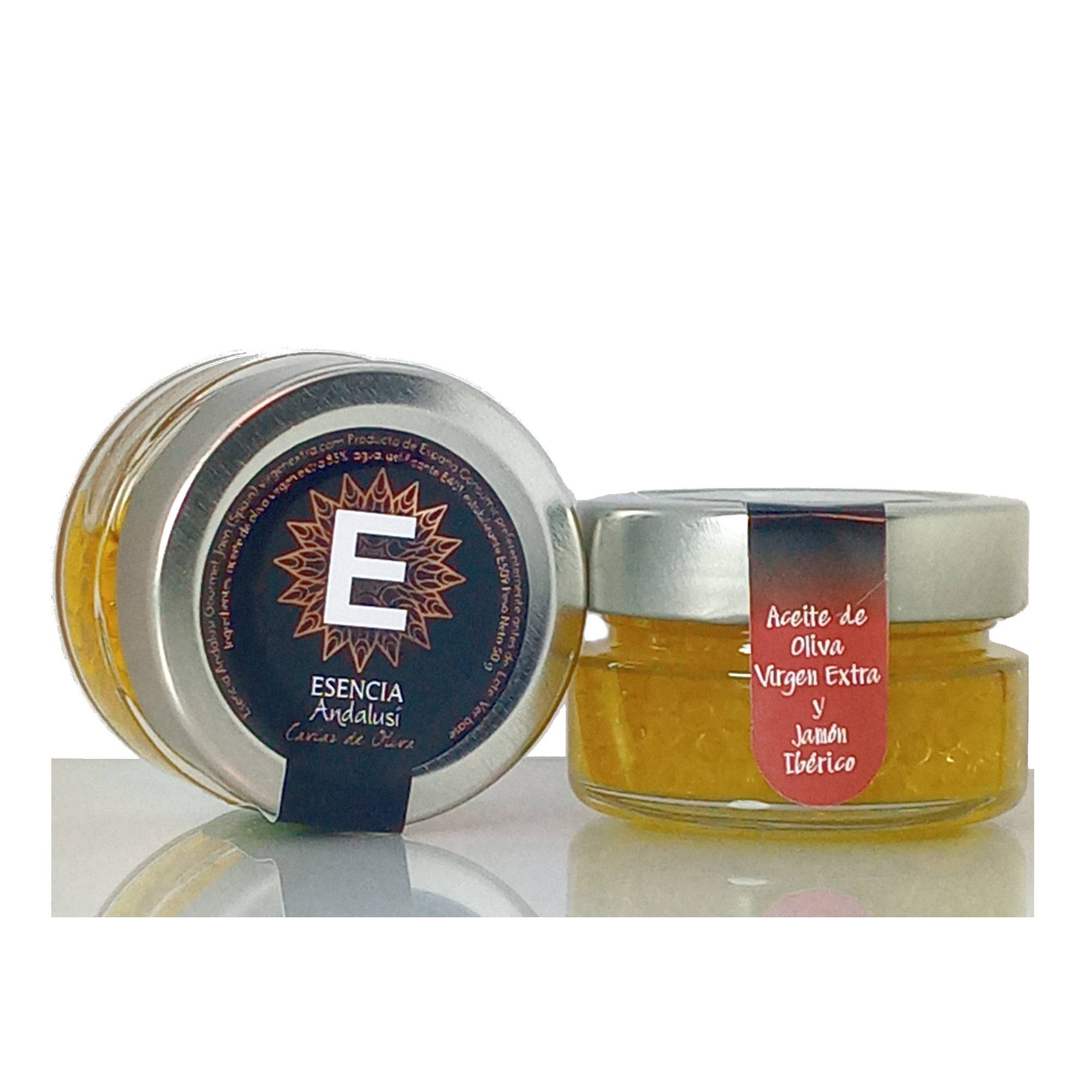 ESENCIA ANDALUSI GOURMET - Vente Huile d'olive - Huile d'olive extra vierge et perles de jambon ibérique 50 gr1