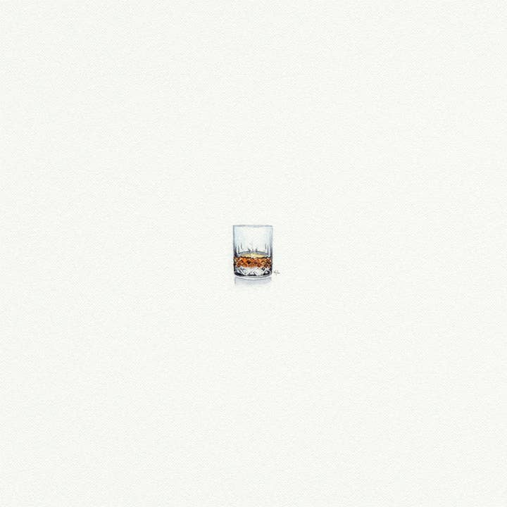 Karen Libecap Tiny Paintings - Wholesale Art print - Bourbon Whiskey Glass Miniature Watercolor Painting - Art Print1