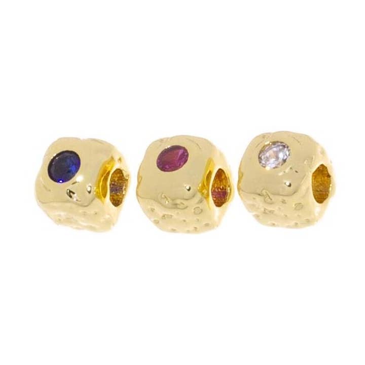 Cube martelé en or avec espaceur CZ pour fabrication de bijoux, SPG054 pour la vente par Jewel Pledge