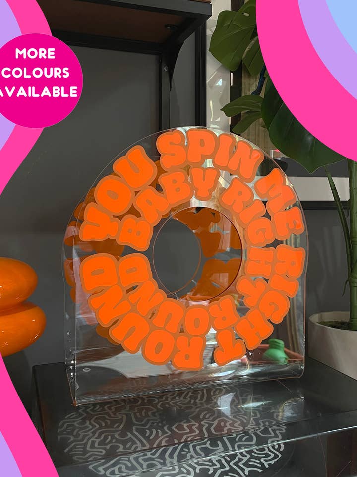 You spin me right round baby right round acrylic storage holder for records, books and other storage home decor for wholesale by Buba Goods