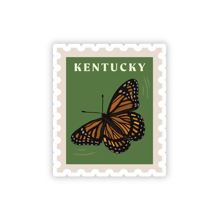 Kentucky State Butterfly Stamp Style Vinyl Sticker, 2.5in  for wholesale by Jessica Holly Creative