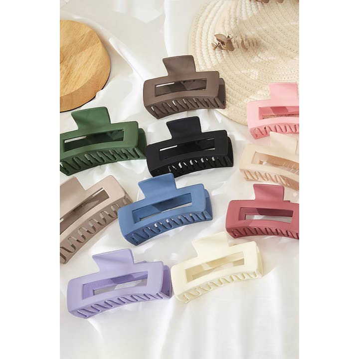Hana - Wholesale Hair Clip - Women's - Solid Color Rectangle Shaped Hair Claw