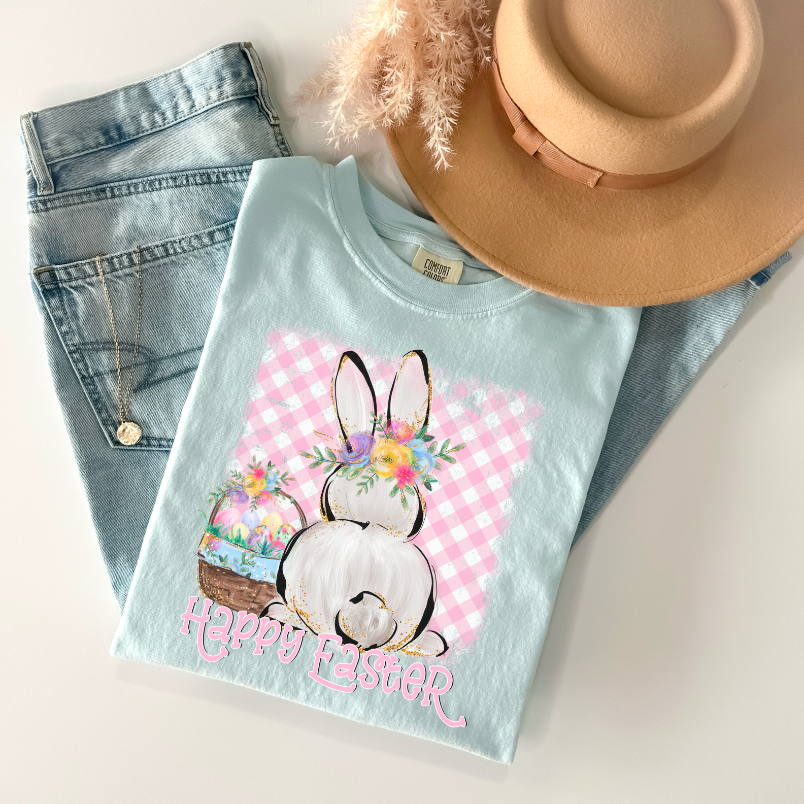 Simple Tymes - Wholesale Sublimation Transfer - Happy Easter with Basket and Bunny DTF Print0
