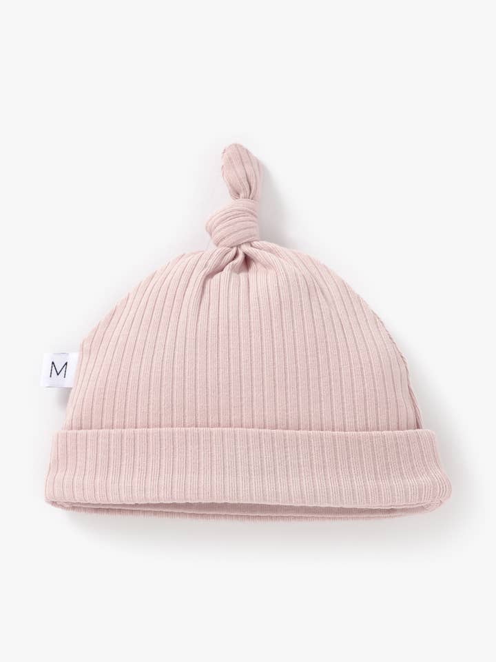 Bonnet côtelé à nœuds | Blush pour la vente par Mila & Co.