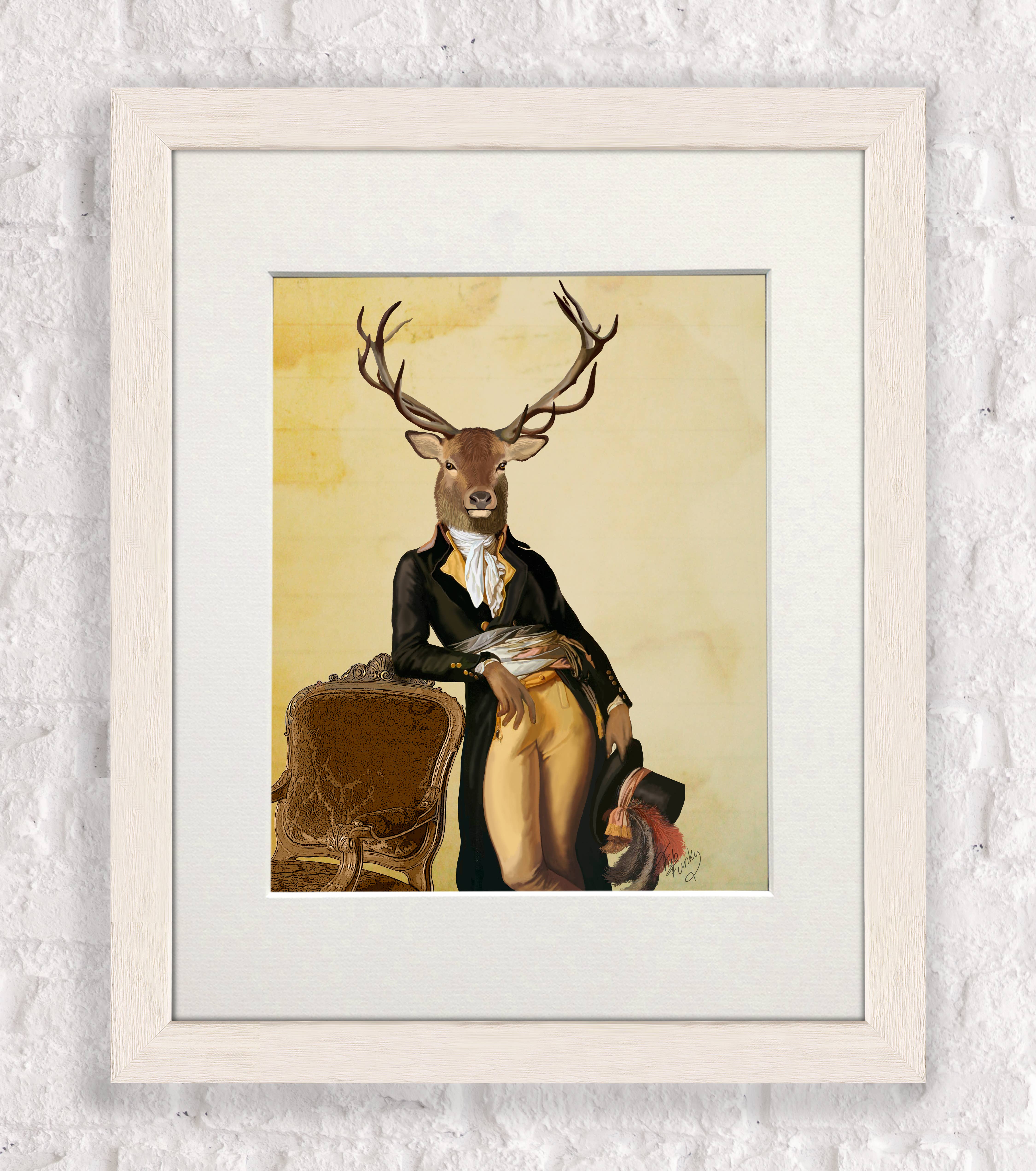 FabFunky Ltd - Wholesale Art Print - Deer & Chair, Stag Regency Style Giclee Art Print Wall Art3