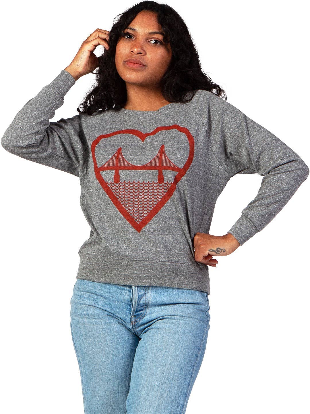 Culk - Wholesale Graphic Sweatshirt - Women's - I Heart SF Women's Raglan Pullover Grey2