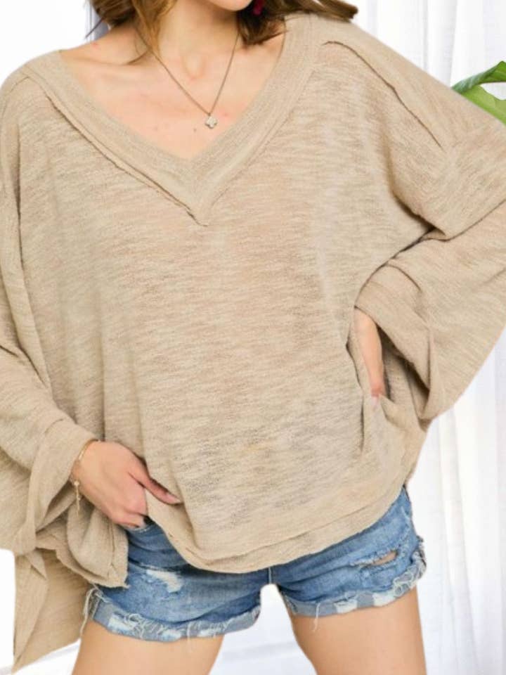 Madelyn - Wholesale Tunic - Women's - LYT13040 - OVERSIZED SLUB KNIT TUNIC TOP18