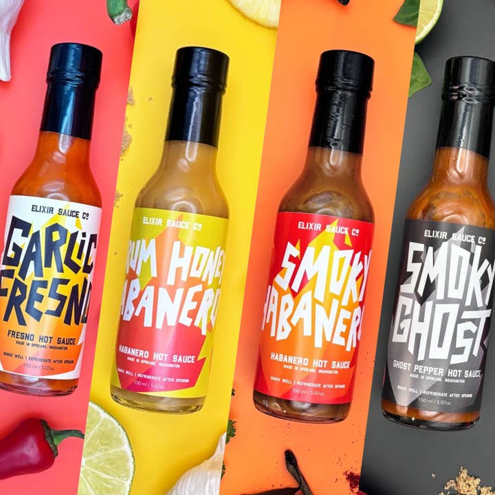 Elixir Sauce Co - Wholesale Hot Sauce - Elixir Sauce Co "Wild Box" 4pk Hot sauce 5oz bottles 1