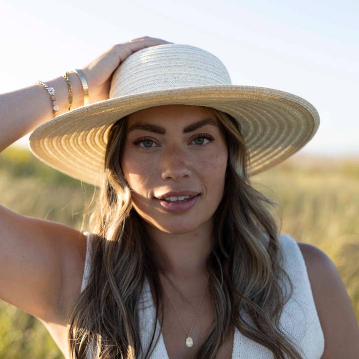 Marfil Sombrero de Paja de Ala Ancha - Estilo Capri de venta al por mayor en Faire0