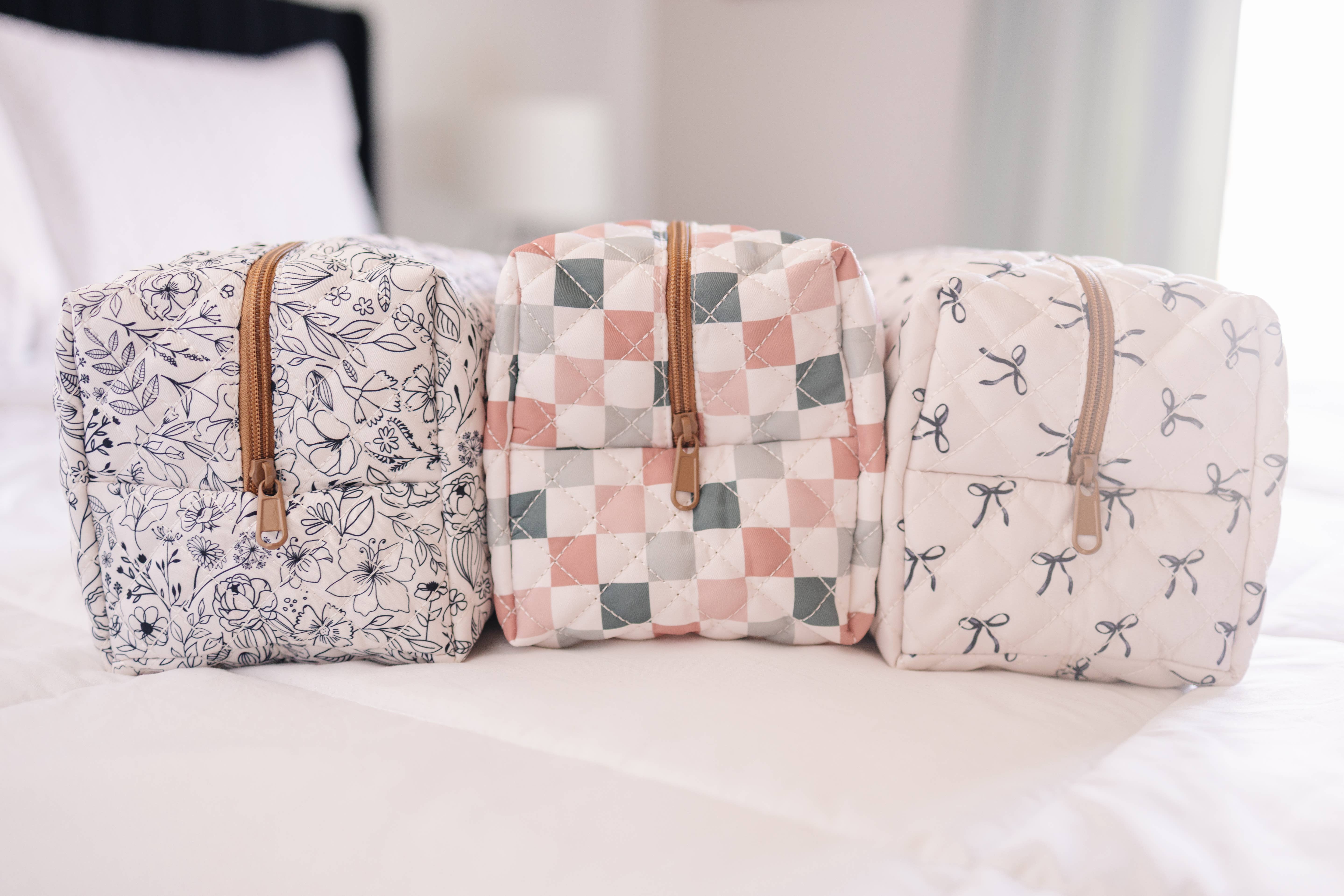 Frederick Family Co. - Wholesale Makeup/Cosmetic Bag - Quilted Carry All Pouch for Women – Large Makeup Organizer Bag, Stand Up Toiletry Case, Wide Zipper Opening, Cute Travel Pouch6