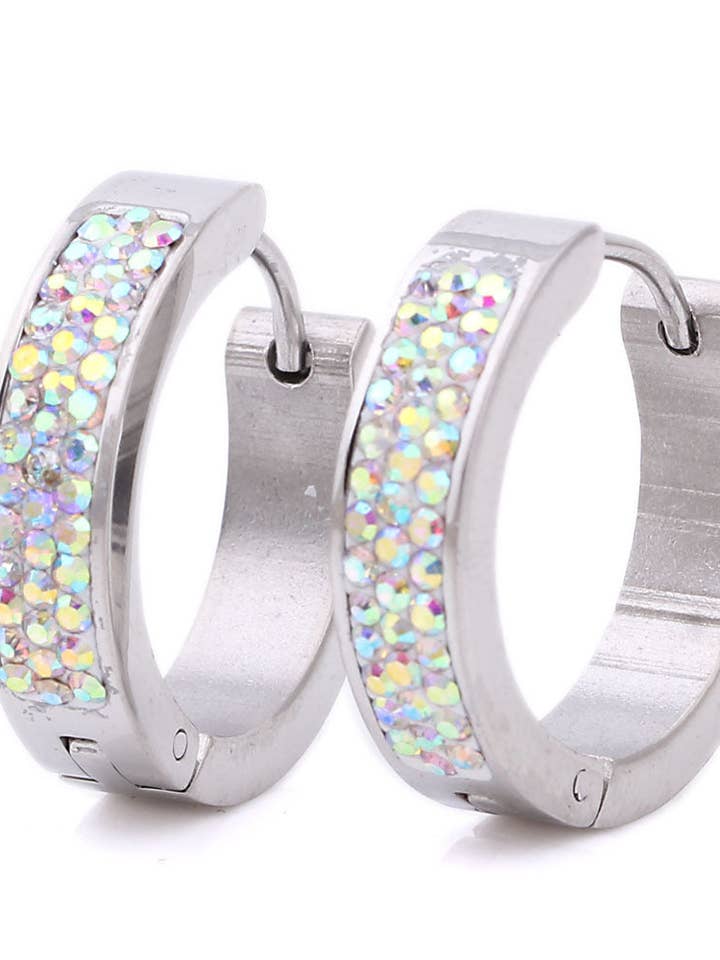 Rhinestone øreringe i rustfrit stål E4798 for engroshandel hos Ole