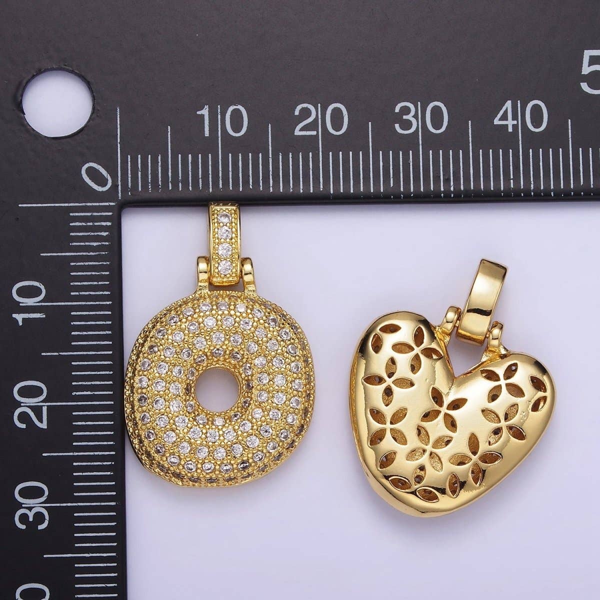 Aim Eternal - Wholesale Individual Charm/Pendant - 14K Gold Filled 20mm Micro Paved Balloon Bubble Initial Letter Pendant | A1197-A120926