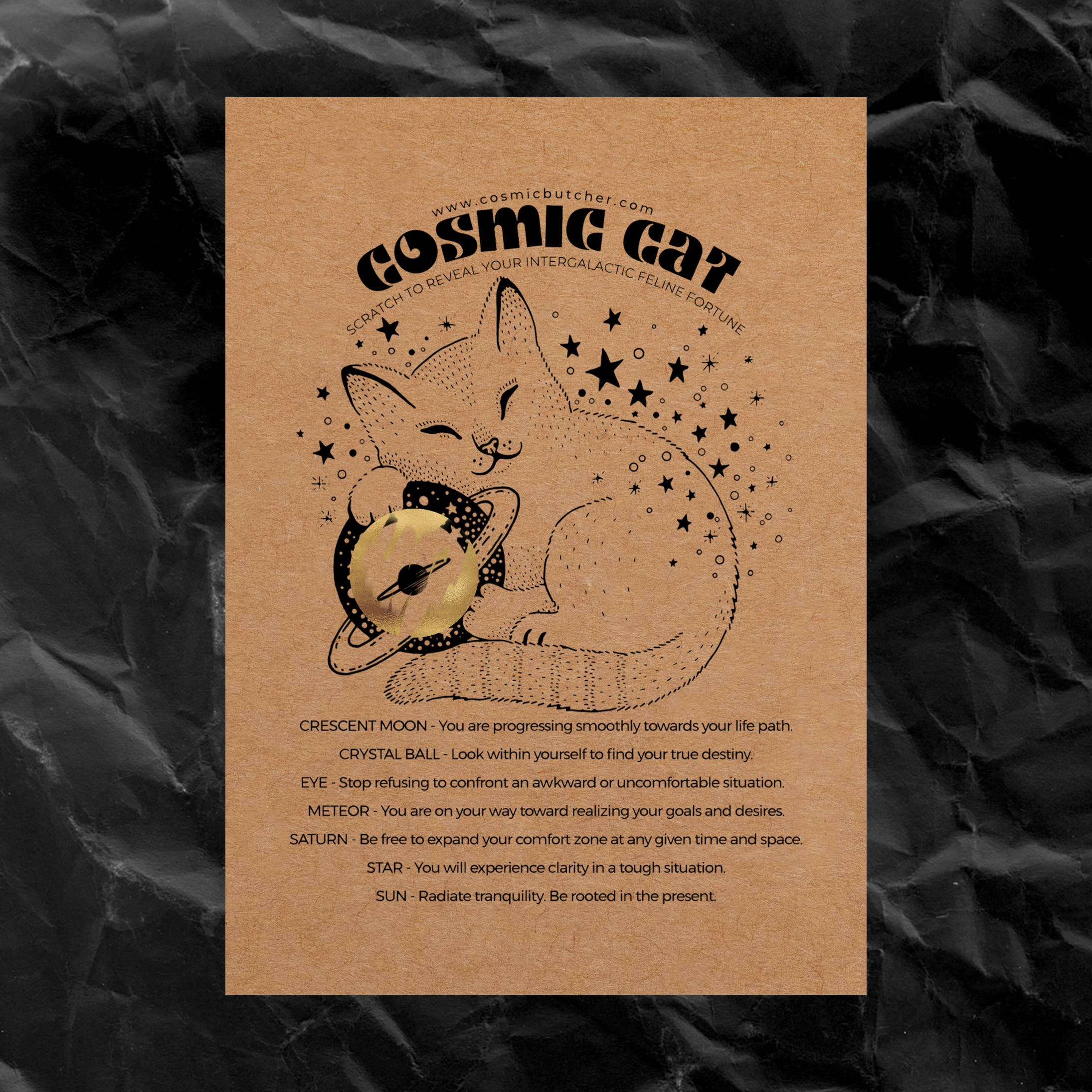 Cosmic Butcher - Wholesale Ansichtkaart - "COSMIC CAT" kraslot met affirmaties - Heksencard V25