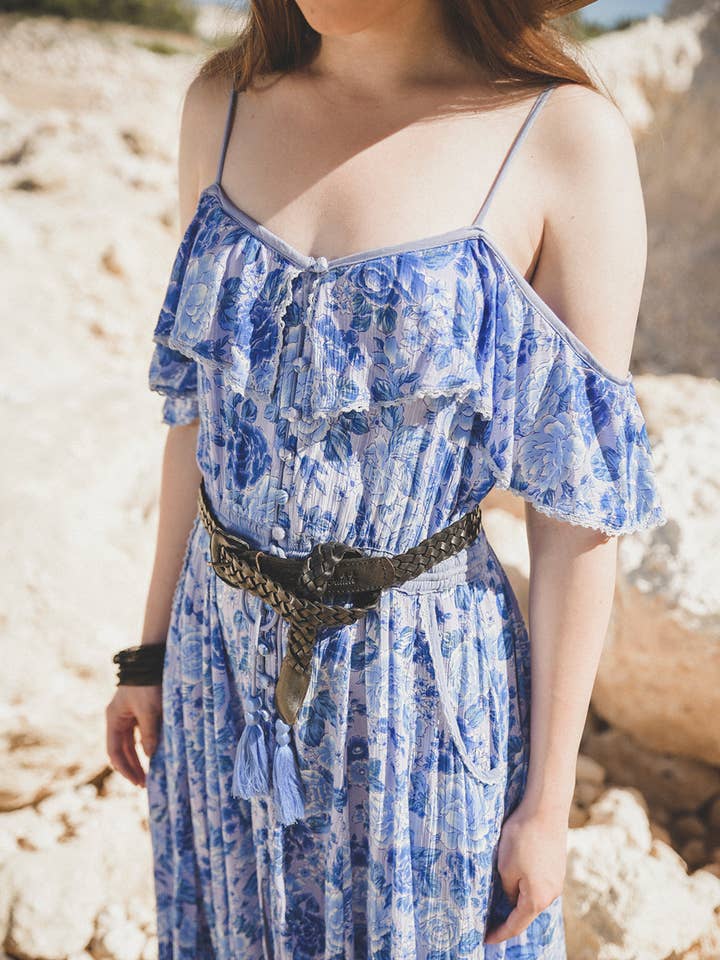 Ceinture tressée Ghea - Obsidienne pour la vente par Tulle and Batiste