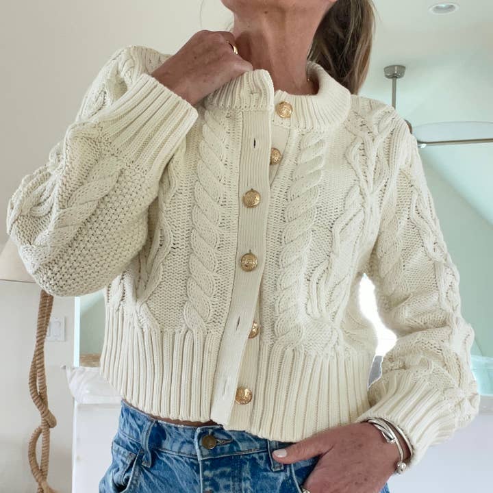 The Celine Crop Cable Cardigan FOUR 
 colors and other Purchase Wholesale whale sweater. Free Returns & Net 60 Terms on Faire trending on Faire.