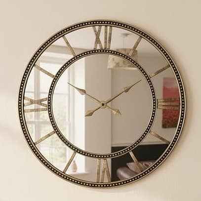 Round Beaded Vintage Wall Clock Ornate Brass Double Row 56Cm for wholesale by DEENZ