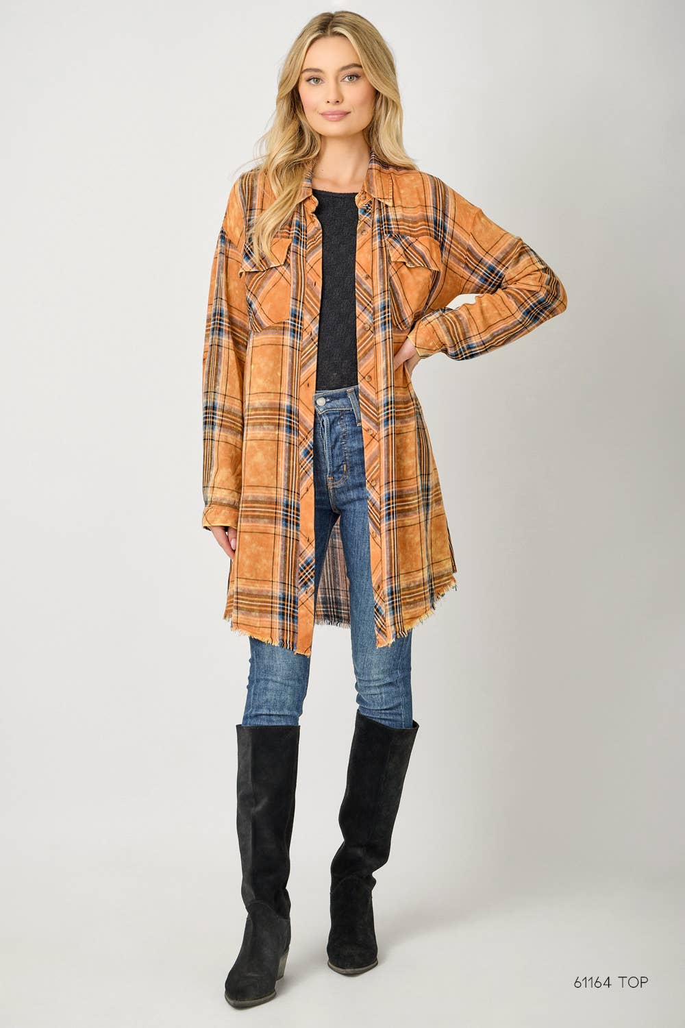 Mystree - Wholesale Dress - Women's - 61161 Washed Plaid Shirt Dress34