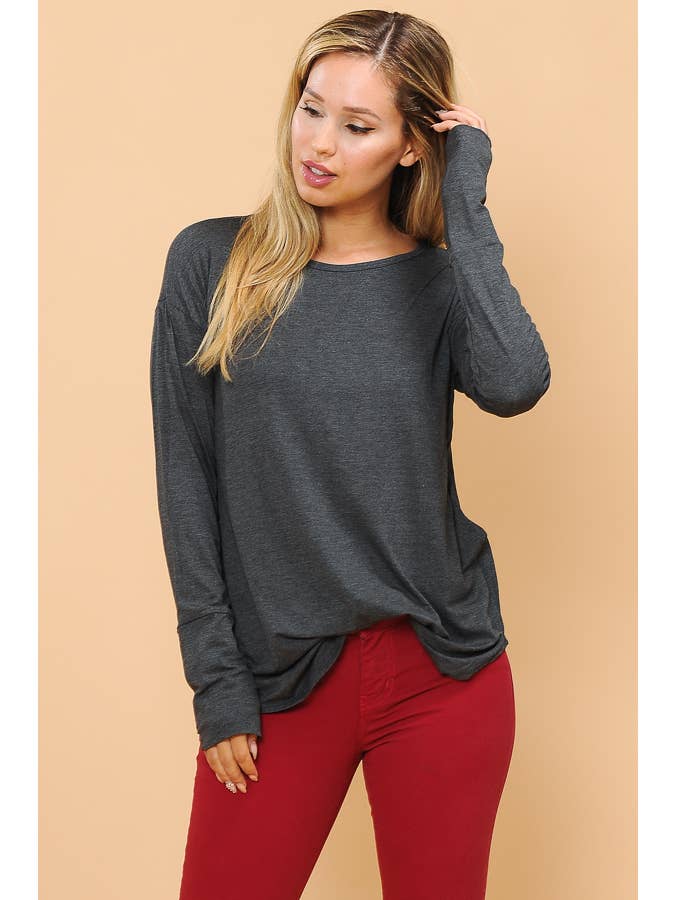 Burgundy Apparel - Wholesale Tunic - Women's - LONG SLEEVE TOP WITH THUMB HOLE17