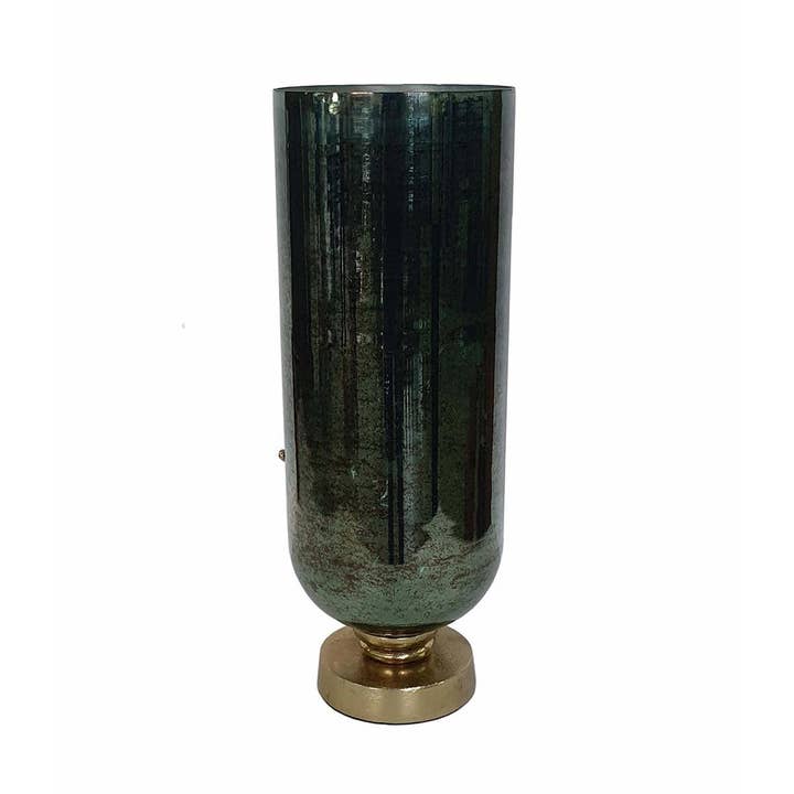 A&B Home Group Inc. - Wholesale Vase - 7x6x17" Glass Vase With Aluminum Base - Gold/Silver/Black5