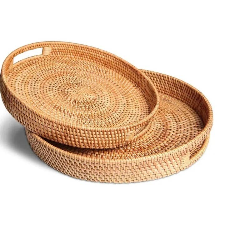 Handmade Round Rattan Tray for wholesale by Natural Artisan Home