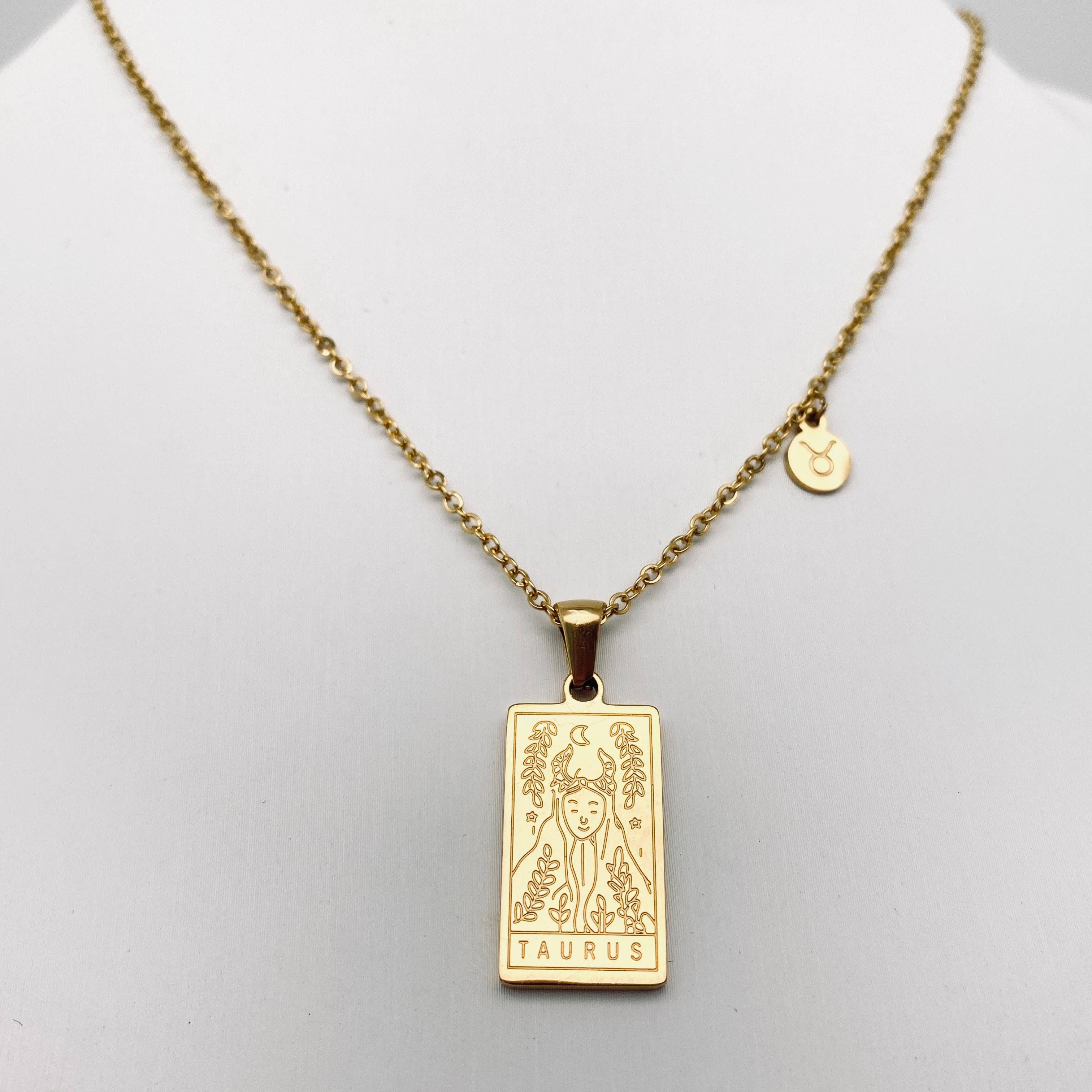 Mio Queena - Wholesale Pendant/Charm Necklace - Golden Stainless Steel 12 Constellation Charm Necklace - FGS12