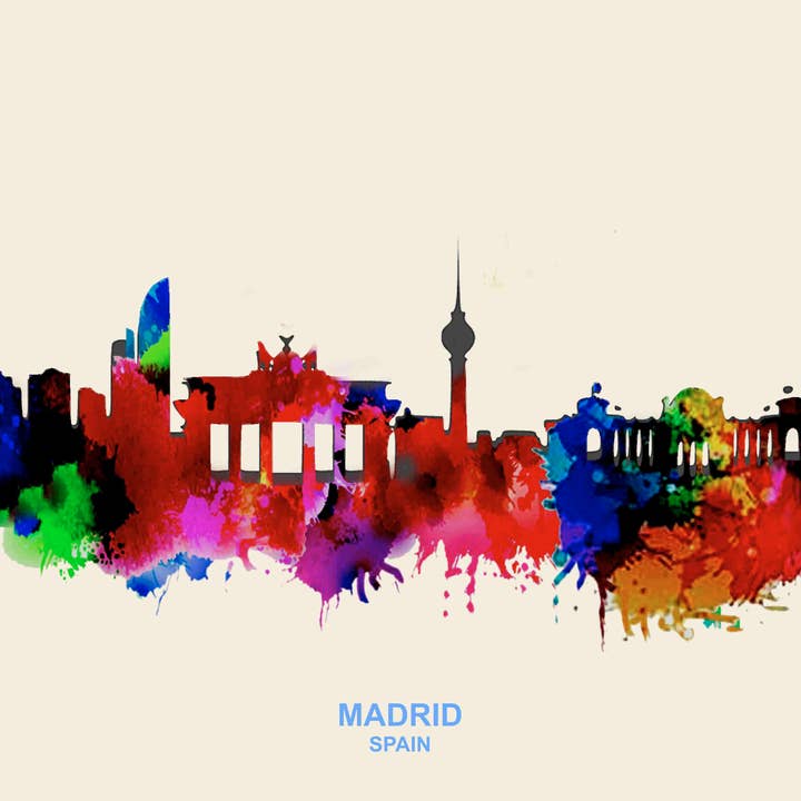 City Of Madrid Skyline Poster Watercolor Art for wholesale by BMS BIZ