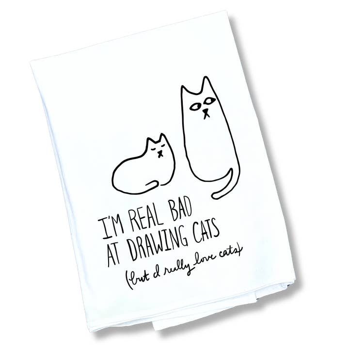 The Can't Draw Cats Tea Towel for wholesale by Down South House & Home