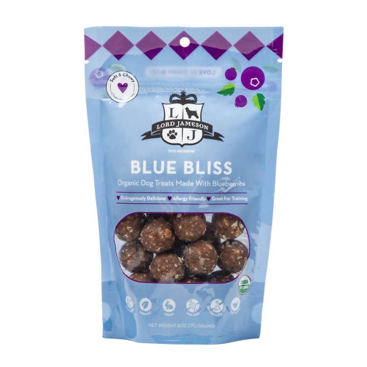 Lord Jameson Blue Bliss Organic Soft & Chewy Dog Treats for wholesale by Pet Palette Distribution