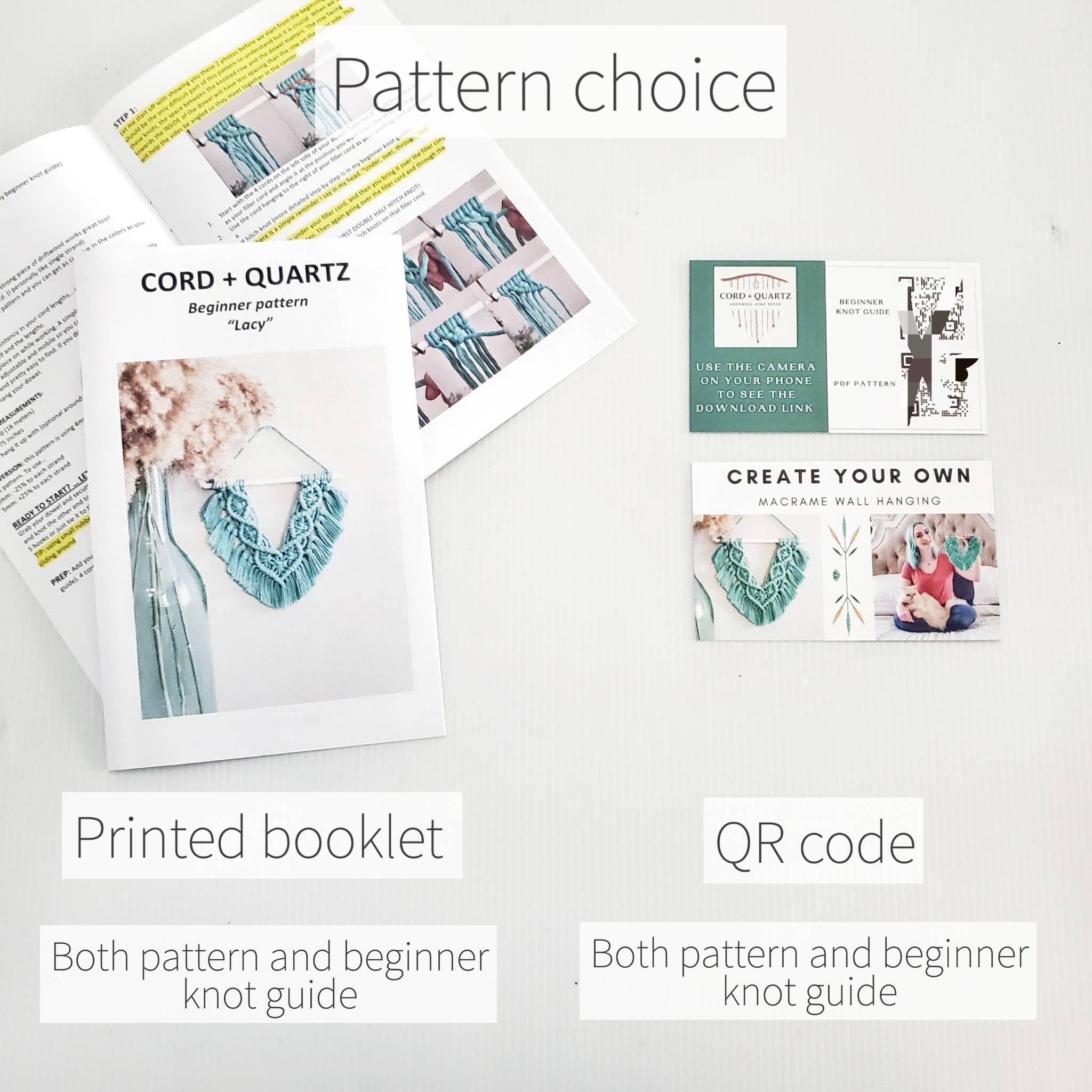 Cord + Quartz - Wholesale DIY craft kit - Macrame wall hanging DIY craft kit. "lacy" Beginner friendly5