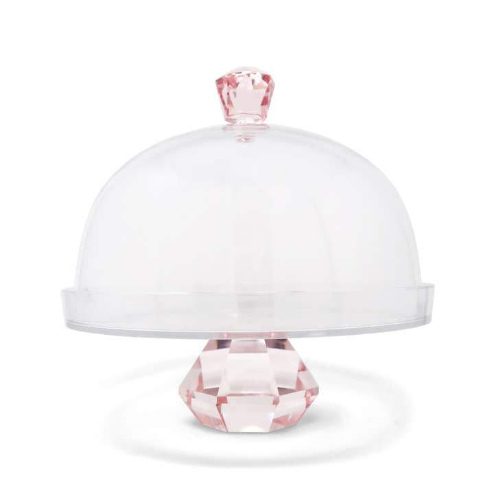 VIVIENCE - Wholesale Cake Stand - Glass Cake Dome with Colored Diamond Base and Knob, 13"D