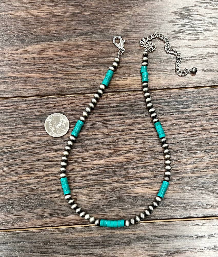 ISAC Trading Inc - Wholesale Beaded/Pearl Necklace - 738421, Handmade Navajo Heishi Turquoise Necklace 1