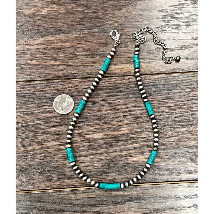 ISAC Trading Inc - Wholesale Beaded/Pearl Necklace - 738421, Handmade Navajo Heishi Turquoise Necklace 1