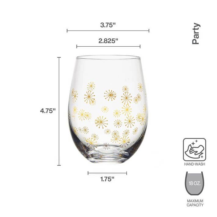 Fitz and Floyd® Mikasa® Pfaltzgraff® - Wholesale Wine Glass - Mikasa Party 18OZ Stemless Glass S4 Brown Bx Pkg
