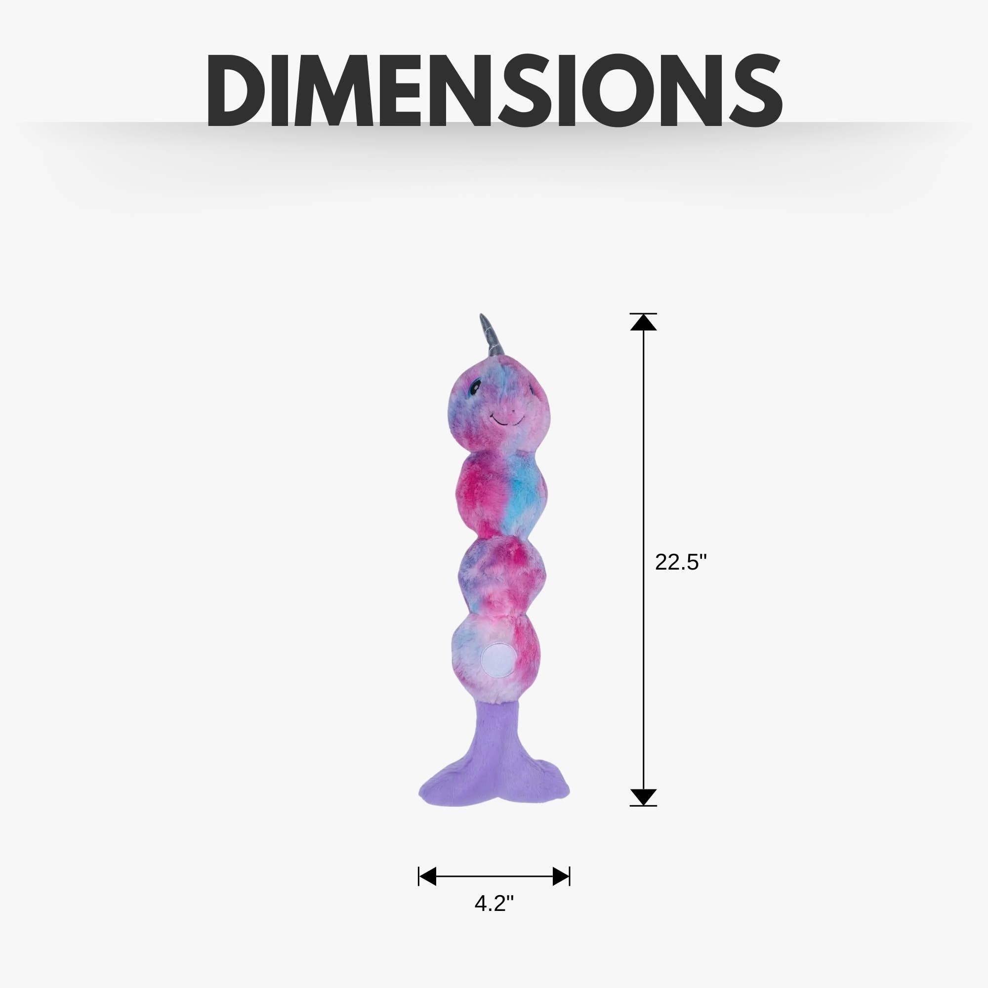 Jojo Modern Pets - Vente Peluche – chien - Jouet pour chien en peluche Tie Dye Narwal Magical Creature Skinny2