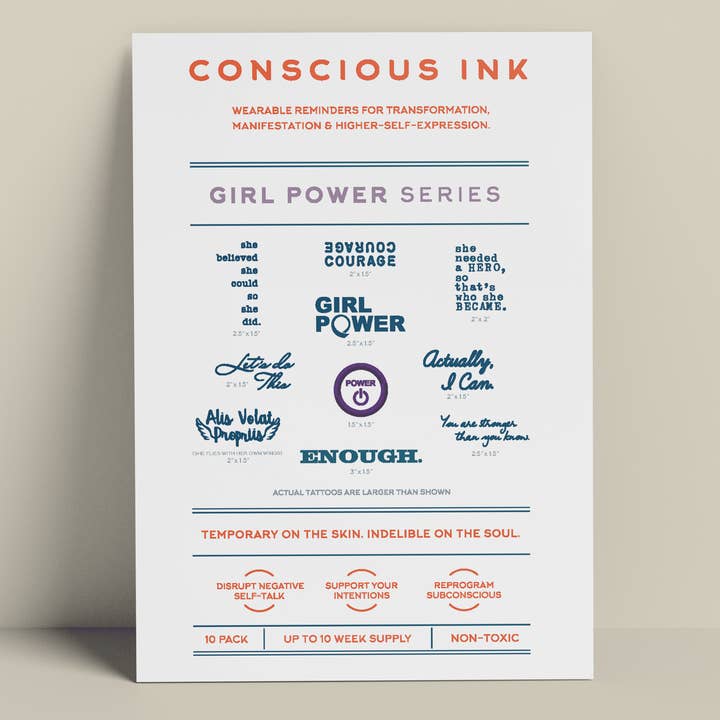 Girl Power Variety, confezione da 10 per la vendita all'ingrosso da parte di Conscious Ink