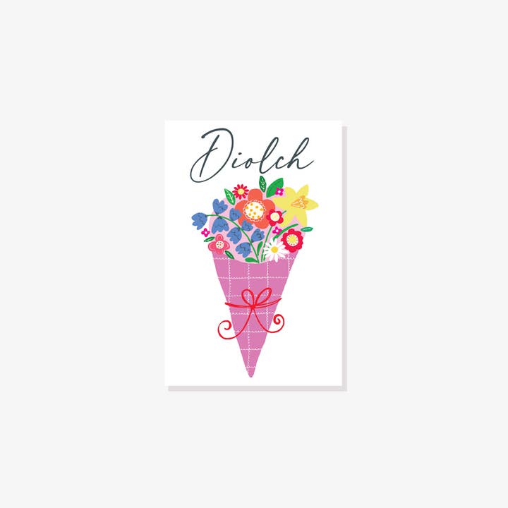 Diolch/Thank you SMALL FLORAL TRIBUTE CARDS for wholesale by Designs by flo