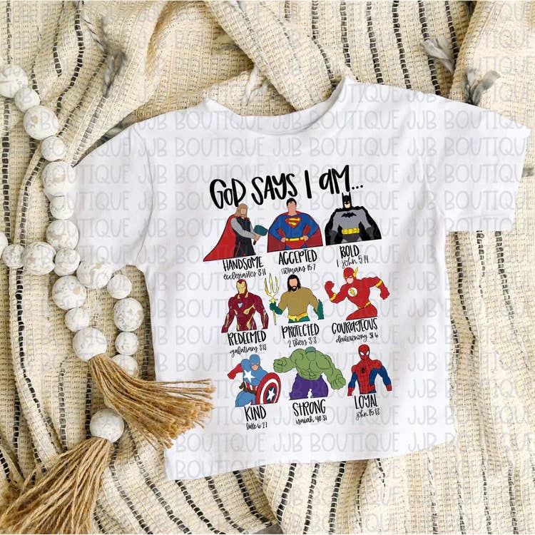 Rockin’ 5A Apparel - Wholesale Screen Printed T-Shirt - Kids - God Says I am Superhero Tee