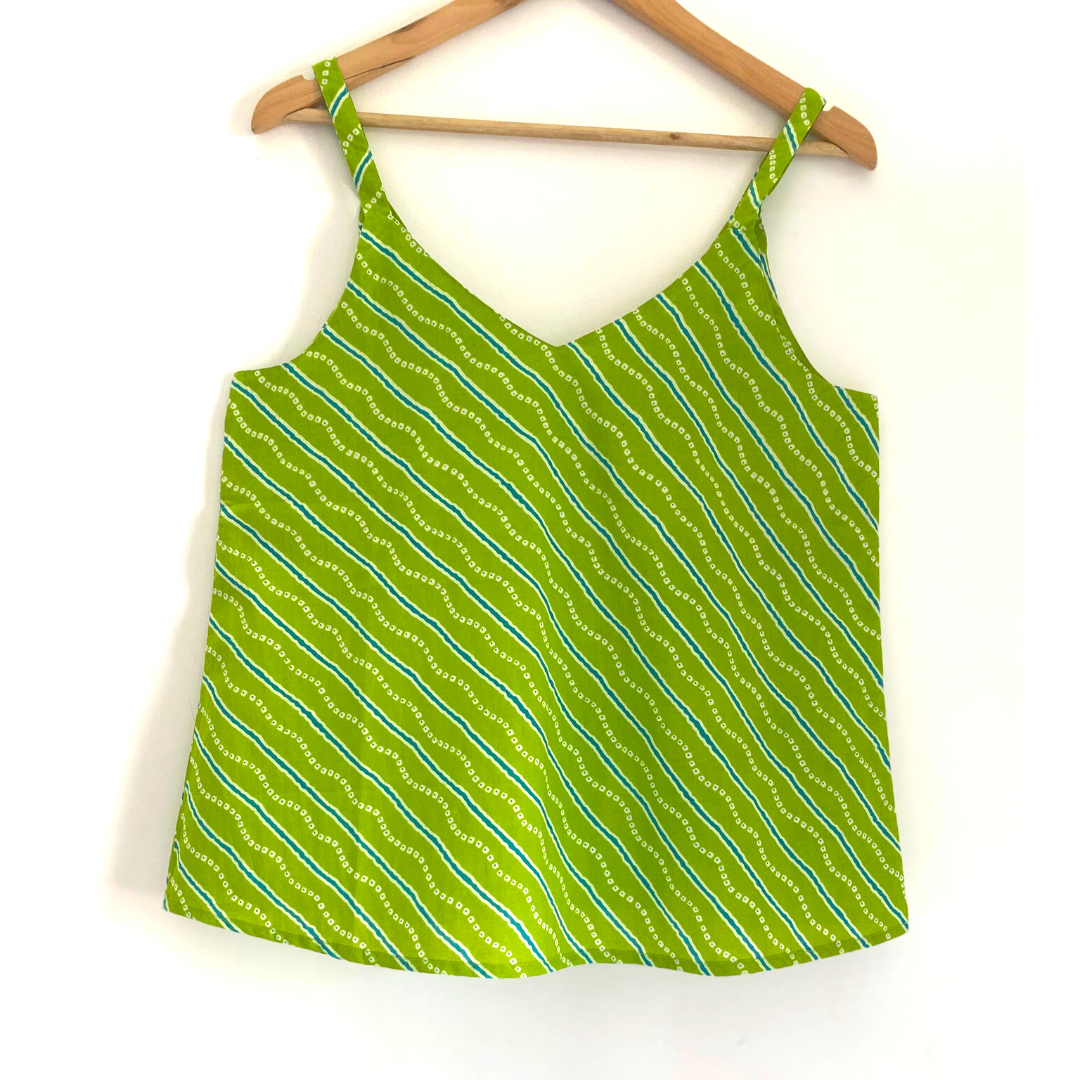 The Indian Bazaar – wholesale Blouse – Women’s – Women's Camisole Blouse - Bandhani on green  Print Cotton0