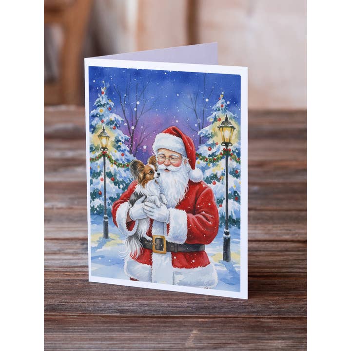 Papillon with Santa Claus Cards FNT1064 for wholesale by Caroline's Treasures