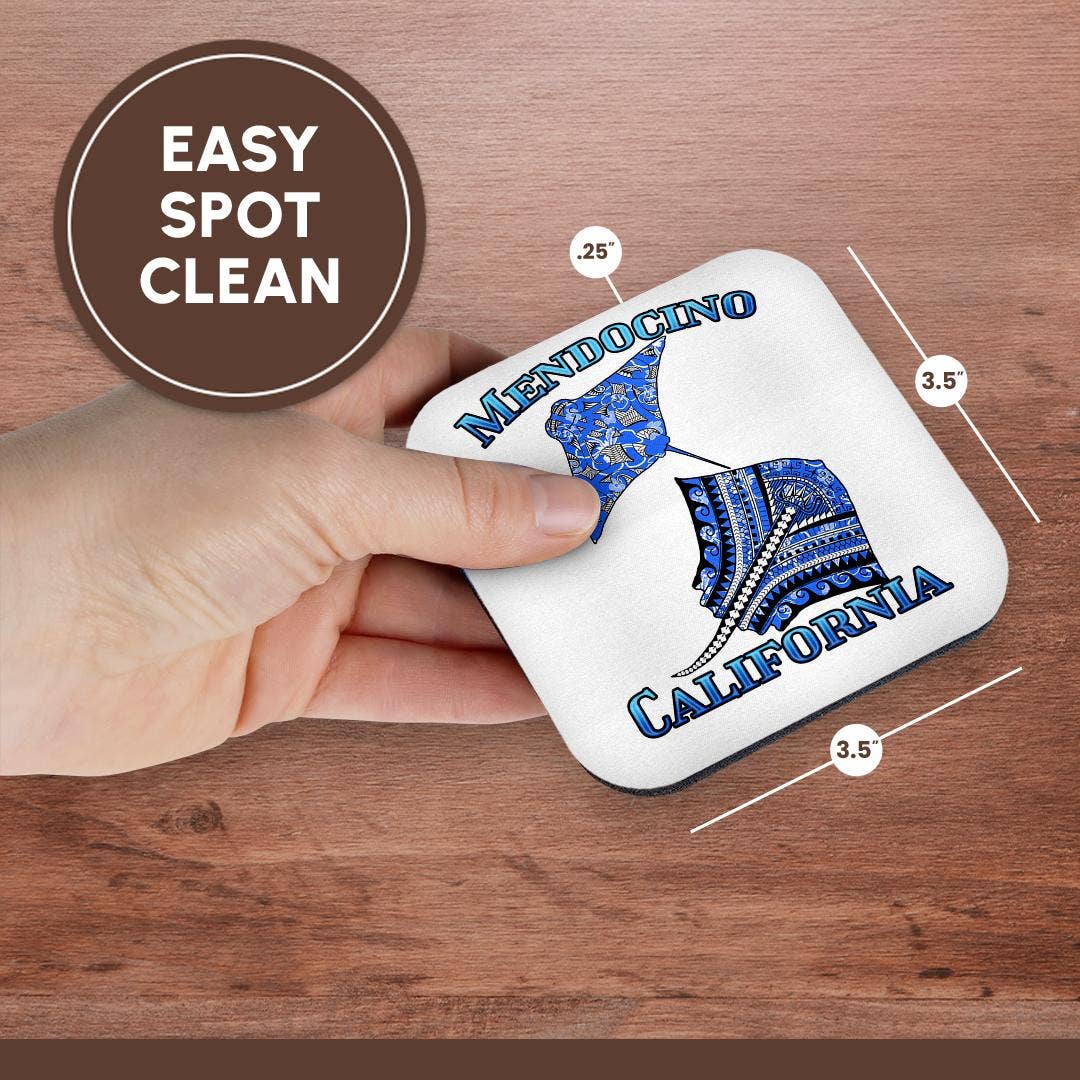 3dRose - Wholesale Coasters - 3dRose, Blue tribal stingray for any vacation to Mendocino, California, Coaster13