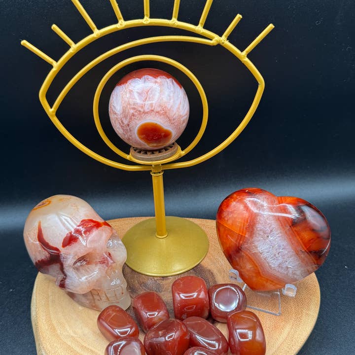 Carnelian skull tumbled sphere heart bundle G909 for wholesale by The 7 Directions