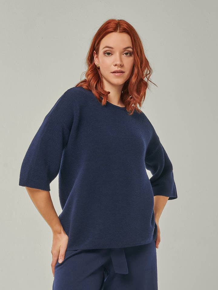 MAGLIONE FAY - Maglione a mezza manica in maglia strutturata per la vendita all'ingrosso da parte di YOU LOOK PERFECT Loungewear