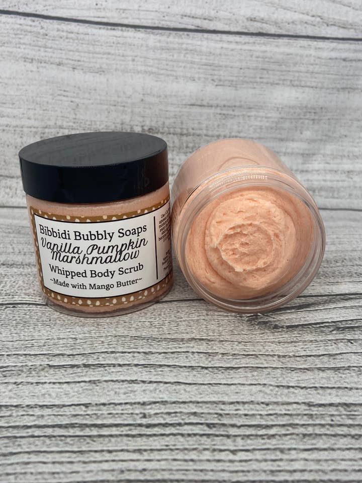 Vanilla Pumpkin Marshmallow Whipped Body Sugar Scrub /Fall for wholesale by Bibbidi Bubbly Soaps