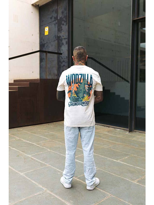Thundernoise - Wholesale Screen Printed T-Shirt - Unisex - Wodzilla T-Shirt - Vintage White5