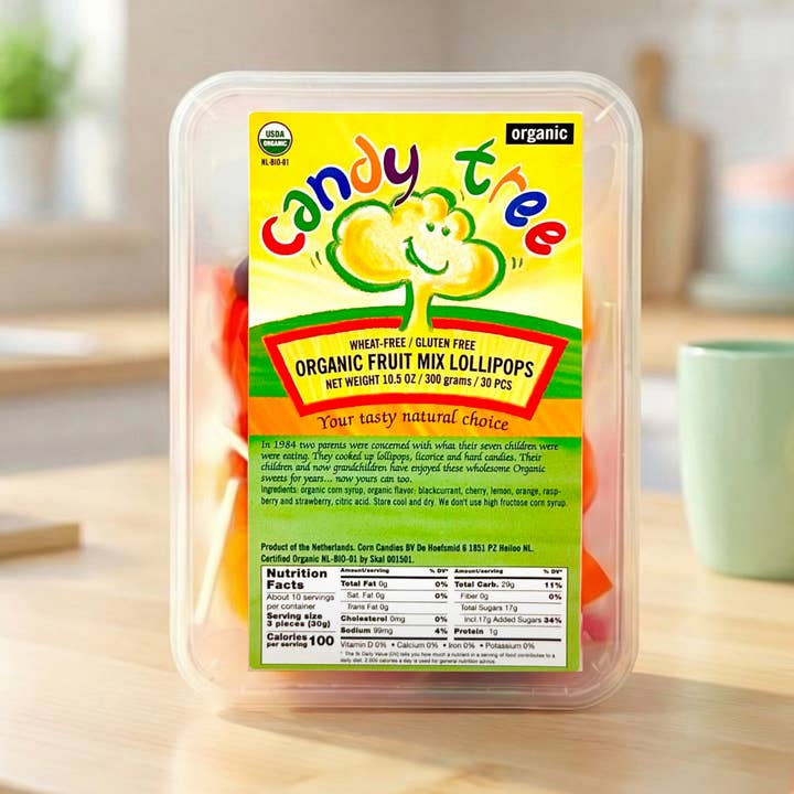 Organic Fruit Mix Lollipops - 30 pieces Tub for wholesale by Candy Tree