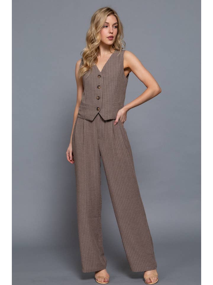 Active Basic | Active USA – Engroshandel Habitvest – til kvinder – V-udskæring Foran Knaplukning Linned Effekt Vest3